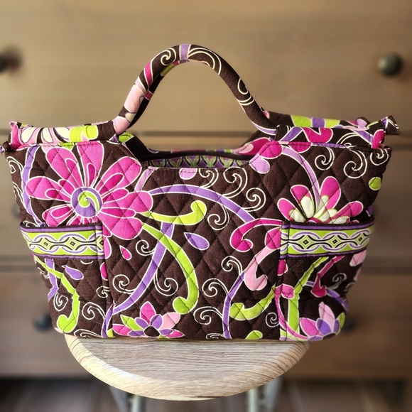 Vera Bradley Handbags - Vera Bradley, purple, punch, floral Gabby, quilted purse.